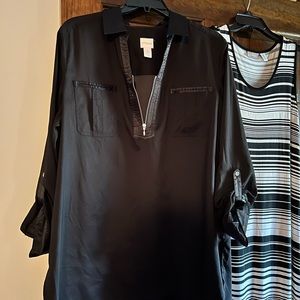 Chico’s Black Tunic Length Zippered Blouse